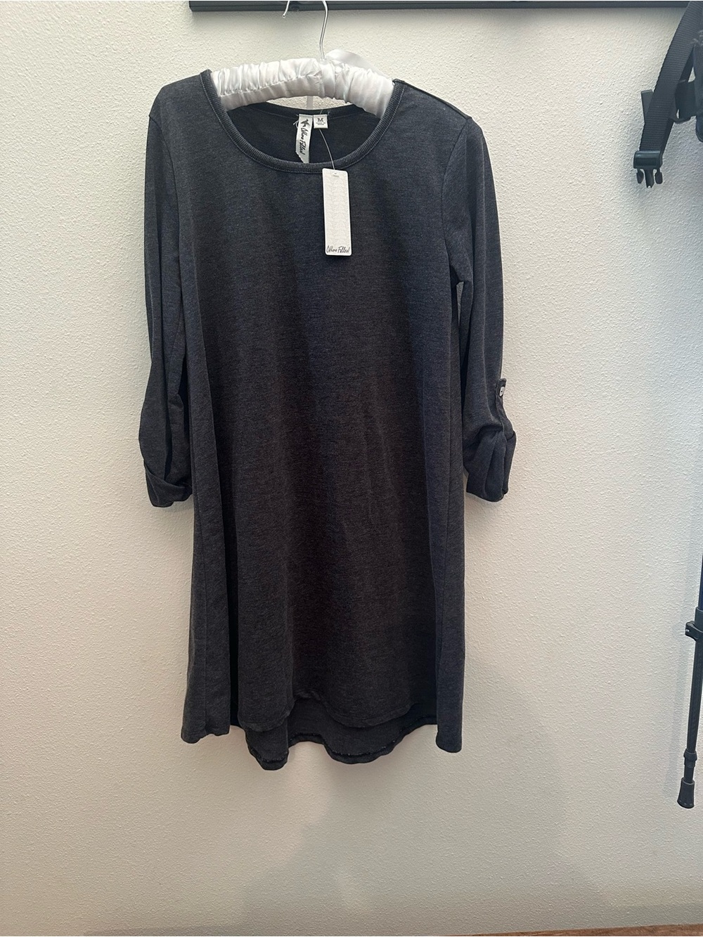 Dark Gray Long Sleeve Tunic Dress